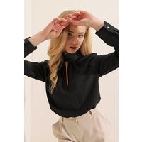 0418 Pencere Detaylı Bluz - Siyah