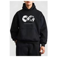 10 Kasıma Özel Üç İplik Kapşonlu Baskılı SweatShirt - Siyah