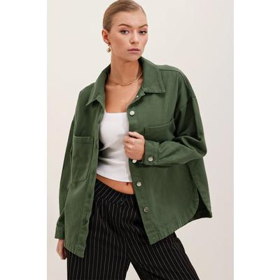 20192 Oversize Gabardin Gömlek Ceket - Haki