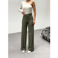 230 Gr Poly Viscose Lycra Metal Düğme Palazzo Pantolon