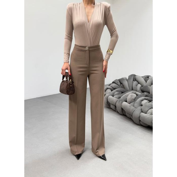 230 Gr Poly Viscose Lycra Metal Düğme Palazzo Pantolon