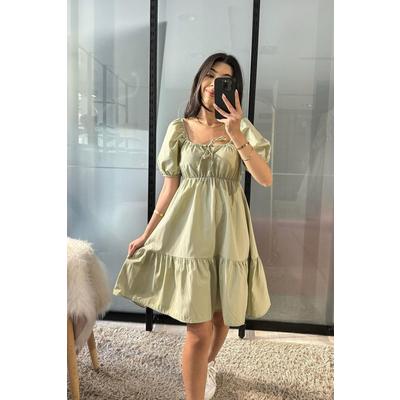 2351 Kloş Poplin Elbise - Çağla