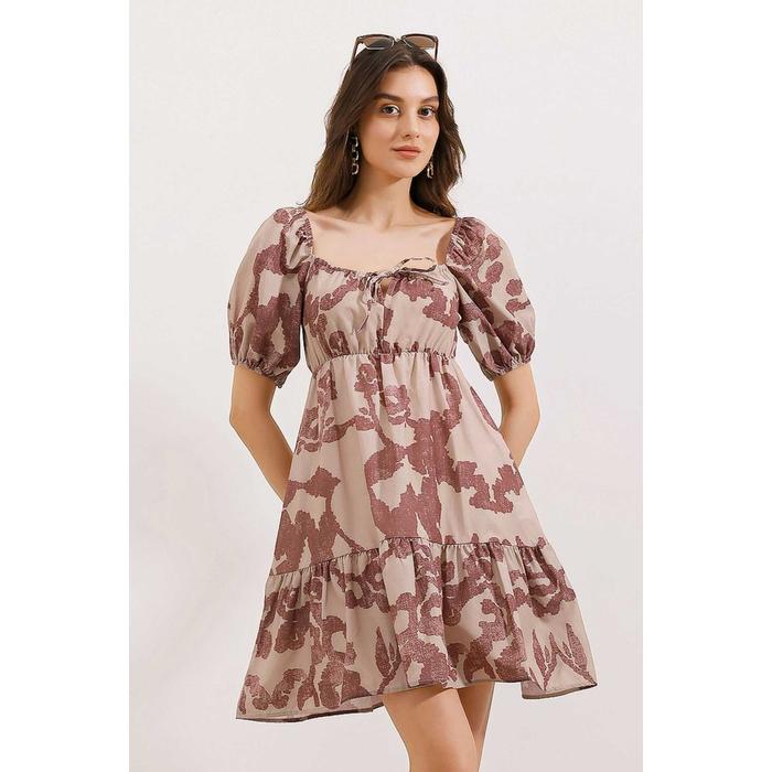 2351 Kloş Poplin Elbise - D.Gül Kurusu