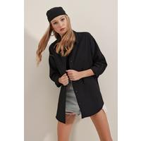 3900 Oversize Uzun Basic Gömlek - Siyah