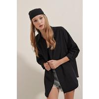 3900 Oversize Uzun Basic Gömlek - Siyah