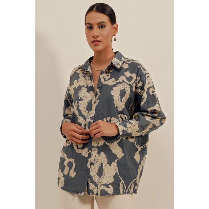 3900 Oversize Uzun Basic Gömlek - V. Antrasit