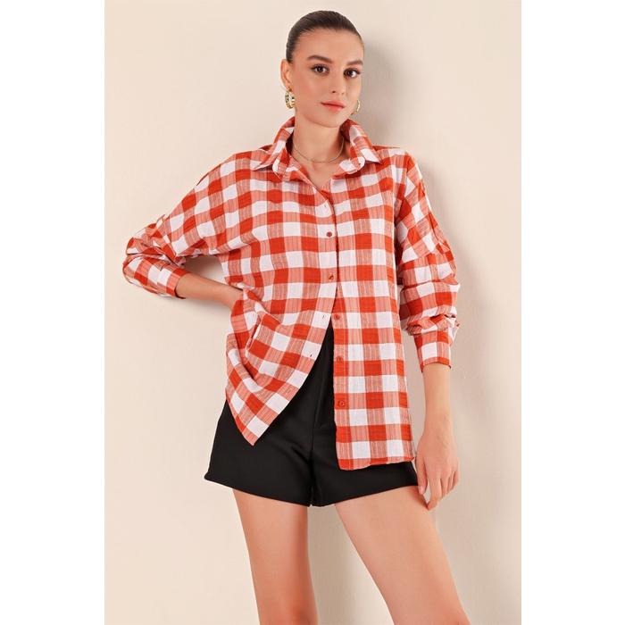 3900 Oversize Uzun Basic Gömlek - Taba