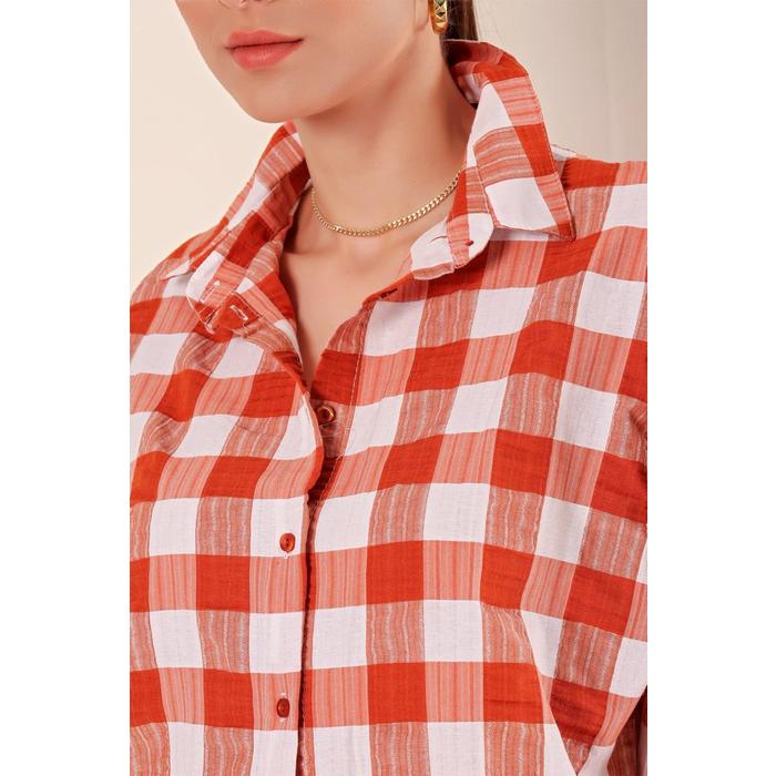 3900 Oversize Uzun Basic Gömlek - Taba