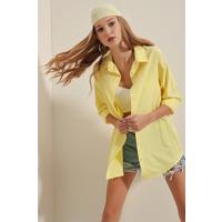 3900 Oversize Uzun Basic Gömlek - Sarı