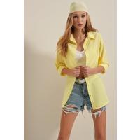 3900 Oversize Uzun Basic Gömlek - Sarı