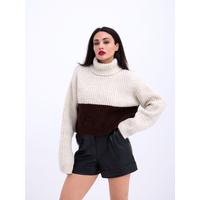 3904 TRİKO BALIKÇI ÇİZGİLİ KAZAK-KREM-KAHVE