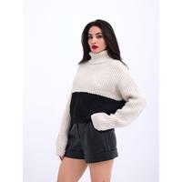 3904 TRİKO BALIKÇI ÇİZGİLİ KAZAK-KREM-SİYAH