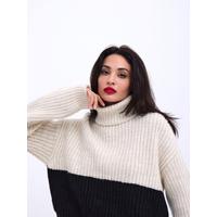 3904 TRİKO BALIKÇI ÇİZGİLİ KAZAK-KREM-SİYAH