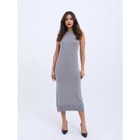 4207 TRİKO KOLSUZ ELBİSE-GRİ