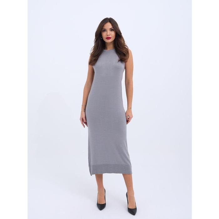 4207 TRİKO KOLSUZ ELBİSE-GRİ