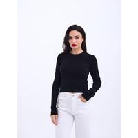 4211 TRİKO SAÇ ÖRGÜ KAZAK-SİYAH