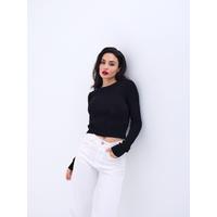 4211 TRİKO SAÇ ÖRGÜ KAZAK-SİYAH