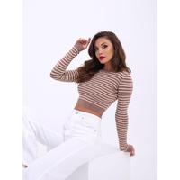 42211 TRİKO ÇİZGİLİ CROP-VİZON-KREM
