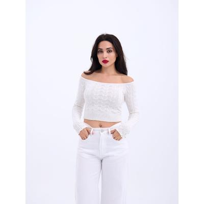 42241 TRİKO KAYIK YAKA CROP-EKRU