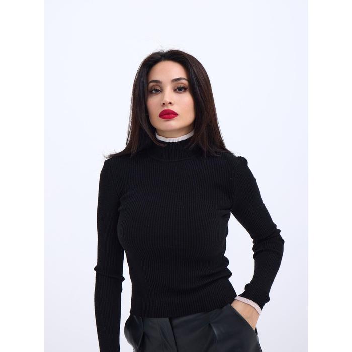 42251 TRİKO BALIKÇI FİTİLLİ KAZAK-SİYAH-EKRU