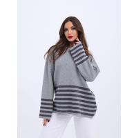 42381 TRİKO ÇİZGİLİ KAZAK-GRİ-ANTRASİT