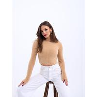42471 TRİKO CROP KAZAK-BEJ