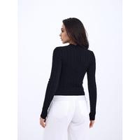 42491 TRİKO SAÇ ÖRGÜ CROP KAZAK-SİYAH