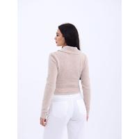 42531 TRİKO SİMLİ YAKALI CROP-TAŞ
