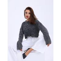 43191 TRİKO CROP KAZAK-SİYAH
