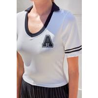4320 Polo Yaka Basic Triko Bluz - Beyaz