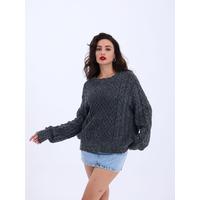 43271 TRİKO SALAŞ SAÇ ÖRGÜ KAZAK-SİYAH