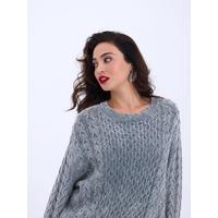 43271 TRİKO SALAŞ SAÇ ÖRGÜ KAZAK-GRİ