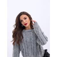 43331 TRİKO SAÇ ÖRGÜ KAZAK-GRİ