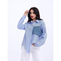 5419 GÖMLEK-MAVİ BEYAZ ÇİZGİLİ