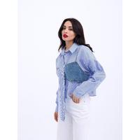5419 GÖMLEK-MAVİ BEYAZ ÇİZGİLİ