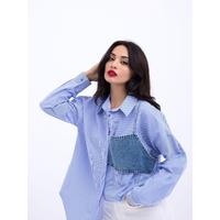 5419 GÖMLEK-MAVİ BEYAZ ÇİZGİLİ