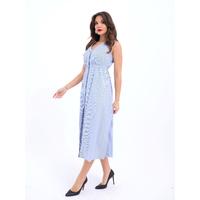 6510 ELBİSE-MAVİ BEYAZ ÇİZGİLİ