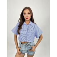 6882 BLUZ-MAVİ BEYAZ ÇİZGİLİ