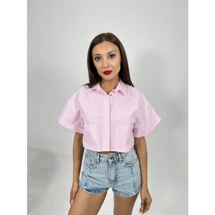 6882 BLUZ-PEMBE ÇİZGİLİ