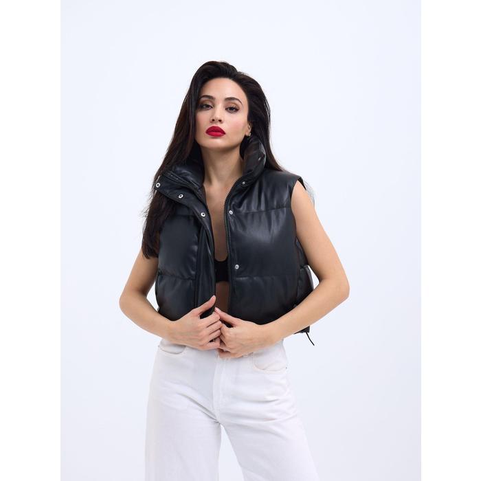 7240 DERİ YELEK-SİYAH
