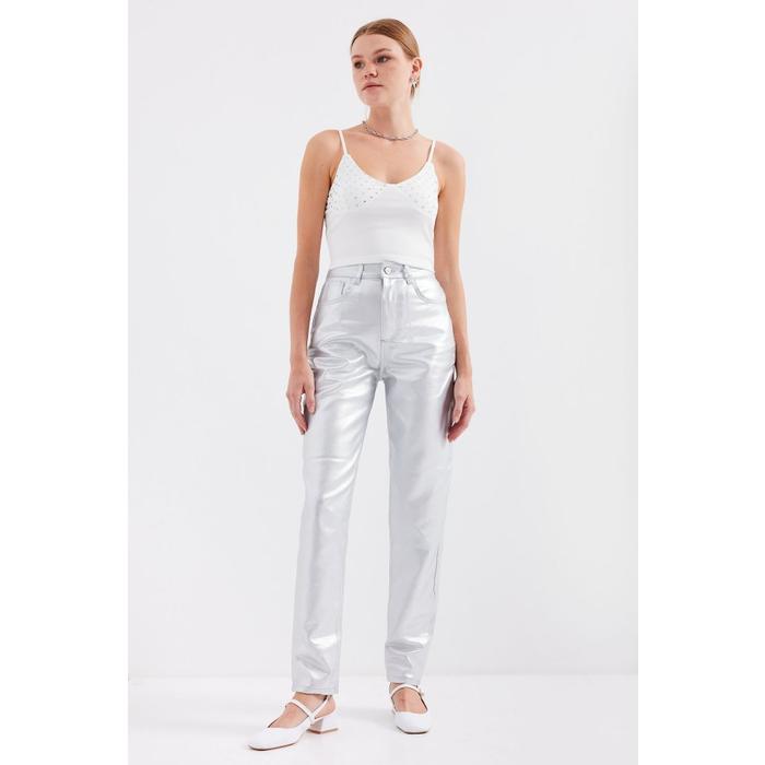 918 İp Askılı Crop Top - Beyaz
