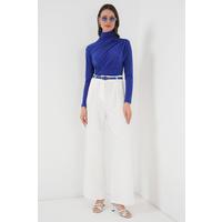 925 Büzgü Detaylı Sandy Bluz - Saks