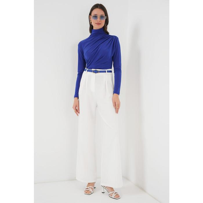 925 Büzgü Detaylı Sandy Bluz - Saks