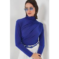 925 Büzgü Detaylı Sandy Bluz - Saks