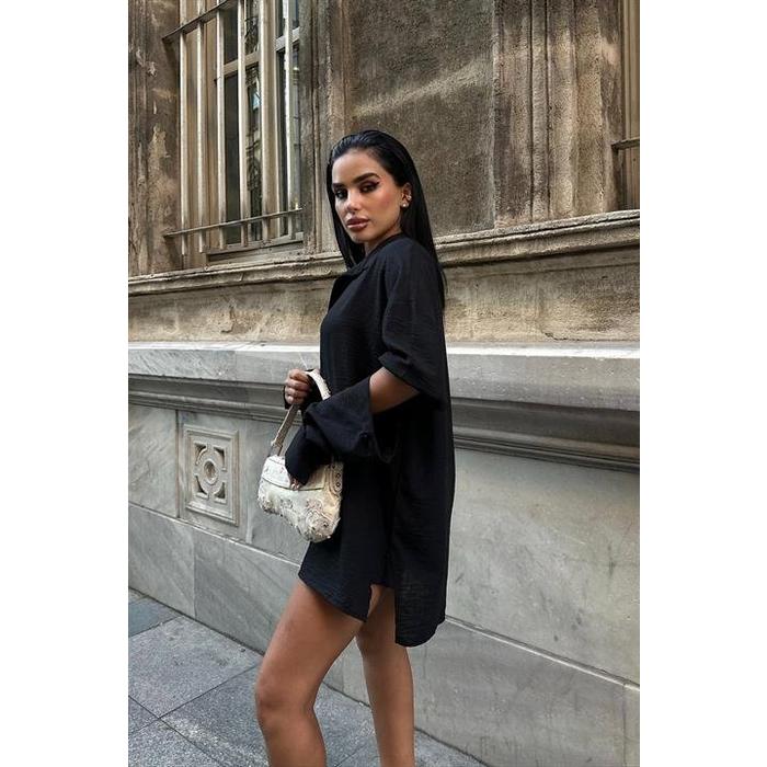 Alina Kol Cut Out Keten Gömlek 3252-08