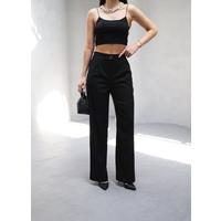 Arkasi Lasti̇kli̇ Pi̇leli̇ Dökümlü Wide Leg Pantolon