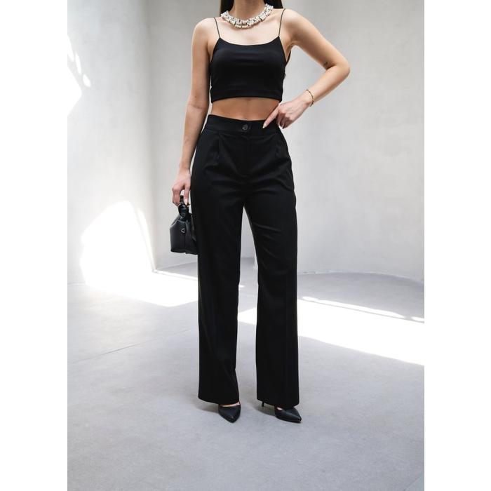 Arkasi Lasti̇kli̇ Pi̇leli̇ Dökümlü Wide Leg Pantolon