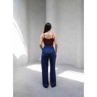 Arkasi Lasti̇kli̇ Pi̇leli̇ Dökümlü Wide Leg Pantolon