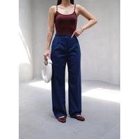 Arkasi Lasti̇kli̇ Pi̇leli̇ Dökümlü Wide Leg Pantolon