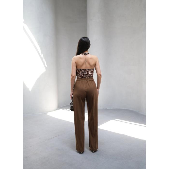 Arkasi Lasti̇kli̇ Pi̇leli̇ Dökümlü Wide Leg Pantolon